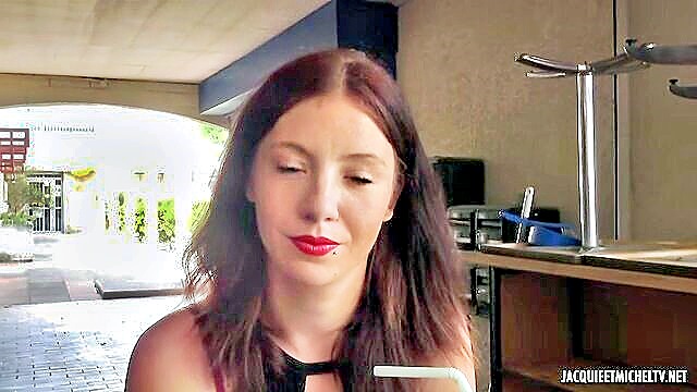 blowjob, cumshot, redhead - petite french girl gets cumshot