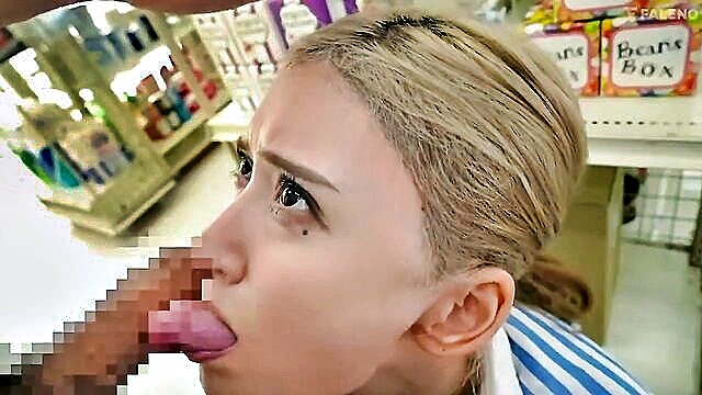blowjob, cumshot, asian - shoplifter gets fucked hard