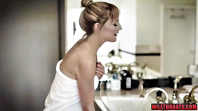 threesome, blonde, brunette - stepmom gets messy