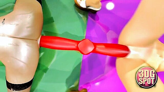 lesbians with double dildo : 3DGSPOT