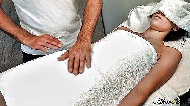 small tits, amateur, brunette - oily massage fuck