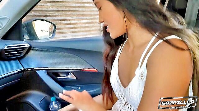cowgirl, brunette, blowjob - may thai filled with cum