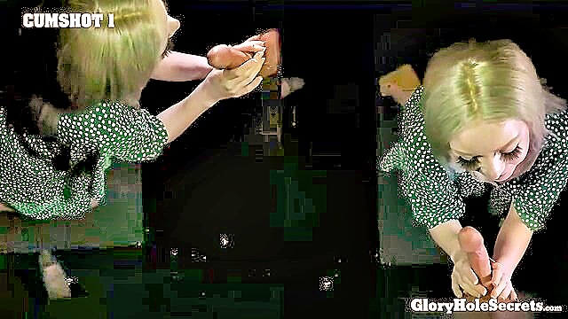 swallows cum, gloryhole secrets, blonde beauty - gloryhole blowjob blonde cumswallow
