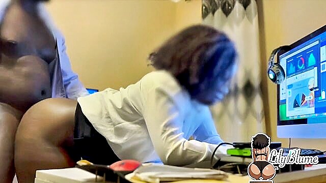 anal, big tits, big ass - ebony office fuck