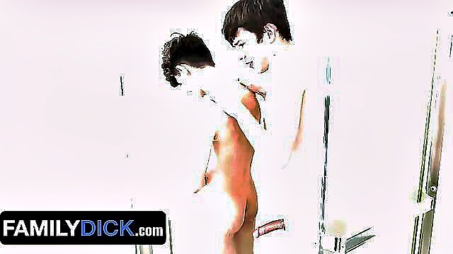 blowjob, big cock, amateur - shared bathroom for boys family dick