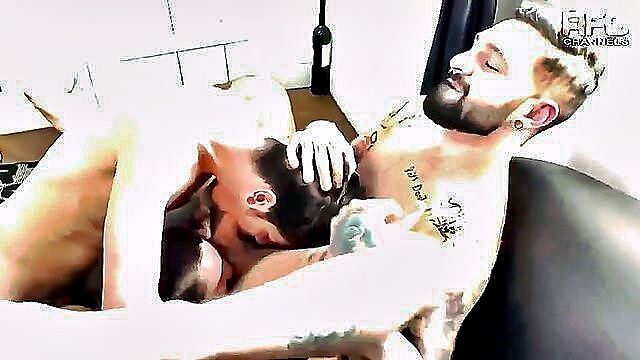 anal fuck, threesome, tattoo - gay tats fuck indoor