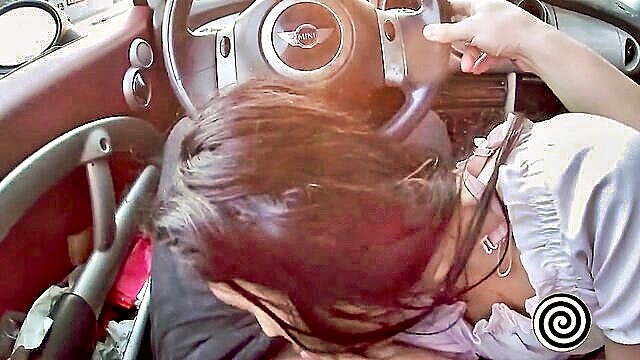 babe, public nudity, blowjob - public car sex with stepsister