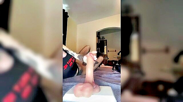 goth, goth milf, vertical video - milf plays with new toys