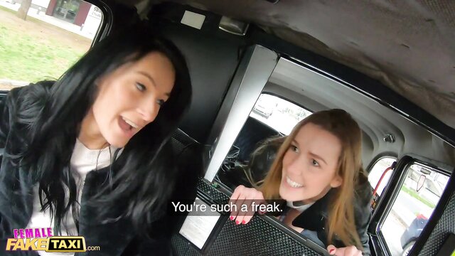 two hot lesbians caught in a fake taxi enjoy fingering and oral sex : Female Fake Taxi