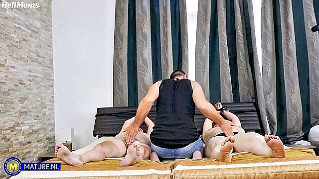 ffm, threesome, mature - submissive milfs demolished by dildo