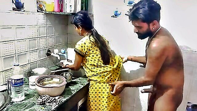 in kitchen, indian lady, bang- - indian kitchen bang