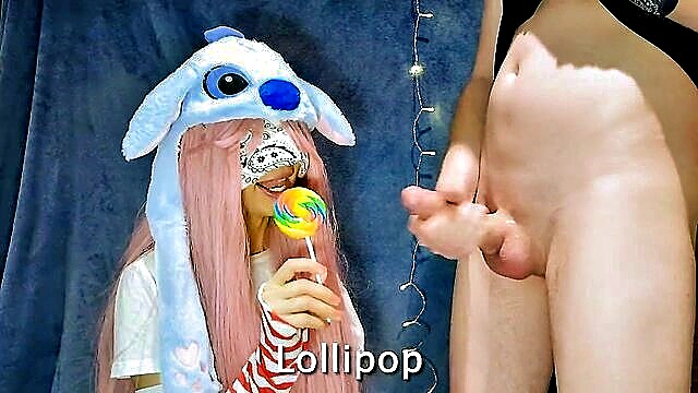 guess the taste, blowjob sloppy, guessing game - pink hair cumshot surprise