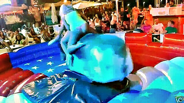 bimbos, panties, ride - mechanical bull boobs