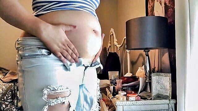 chubby, tight clothes, belly play - bbw belly tight clothes