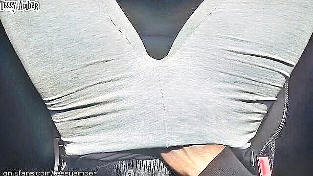 amateur, ebony, public - uber driver cumming on seat