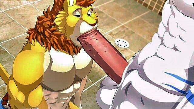 furry furry porn animation, anime, furry - feline watersports animation