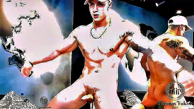 muscled, hunk, mirror - cute young man wanking