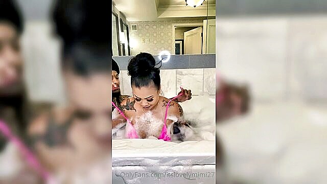 lovely mimi, blasian, tatted ass - tatted ass shower sex mimi
