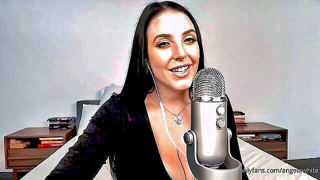 brunette, asmr, big tits - angela white asmr jomfcovered by angela white