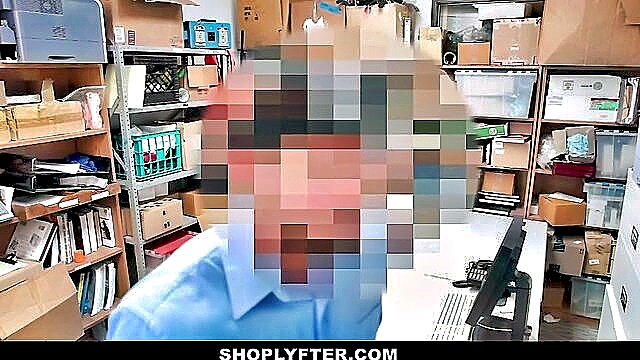 brunette babe, big dick, cum on teen face - shoplifter gets fucked by store owner
