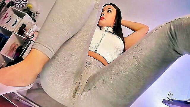 fingeting, rubbing, yoga pants - wet yoga eva lovia