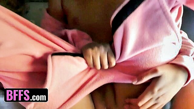 threesome, small tits, blowjob - step sister share dick