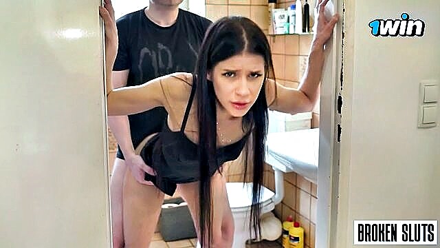 brunette, tattoo, doggystyle - battered tarts hardcore threesome