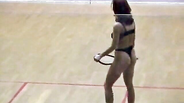 strip, babe, racquetball - racquetball babe stripping