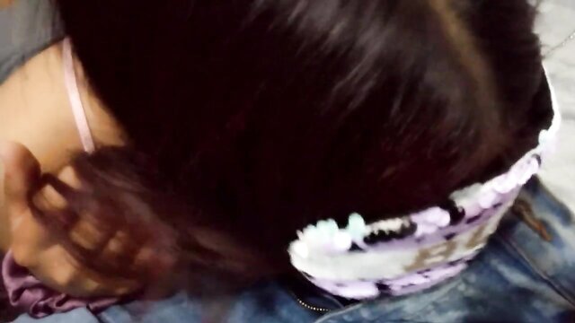 brunette, blowjob, latina - 18 year old innocent girl gives a handjob and blowjob in hd