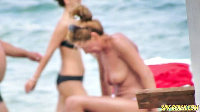 beach voyeur, karups, topless beach - uncovered non professional mature women caught on camera at the beach