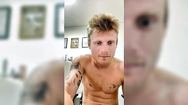 cock, dick, penis - blond guy webcam jerk