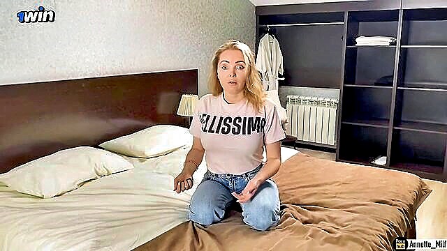 big cock, blonde, big tits - stepmom shares hotel daybed with stepson