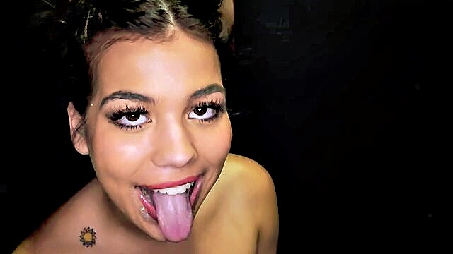 on her knees, with her, slutty brunette - slutty brunette makes mess on knees