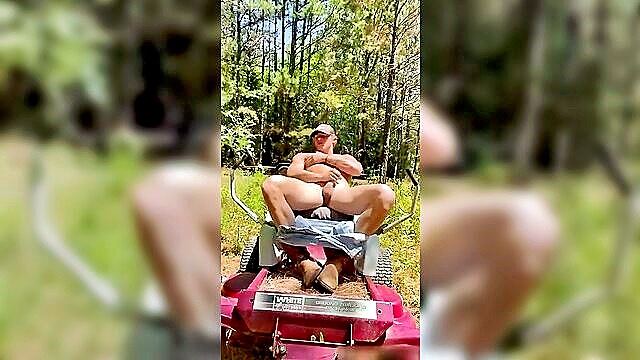 young, redneck, blonde - young blonde cums on mower