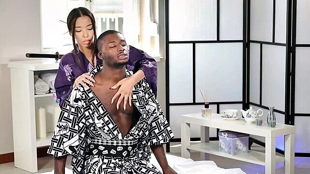 Lia Lin - ebony geisha receives bbc in a hardcore scene