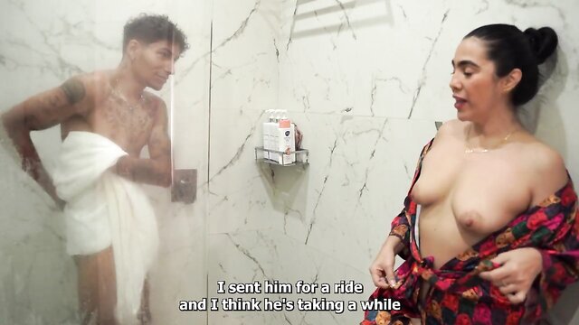 latina, ass, milf - stepmom showers stepson big ass
