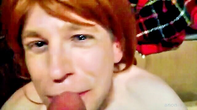 gay, amateur, blowjob - crossdresser cum on face