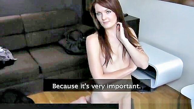 big-cock, blowjob, cumshot - cute redhead casting
