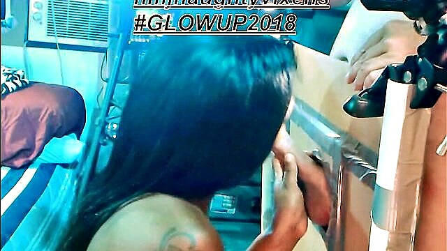 ebony, blowjob, babes - black maid gloryhole cleaning