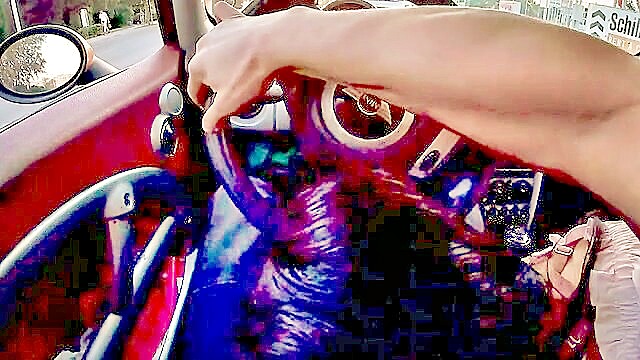 through, streets, driving - car streets threesome fuck