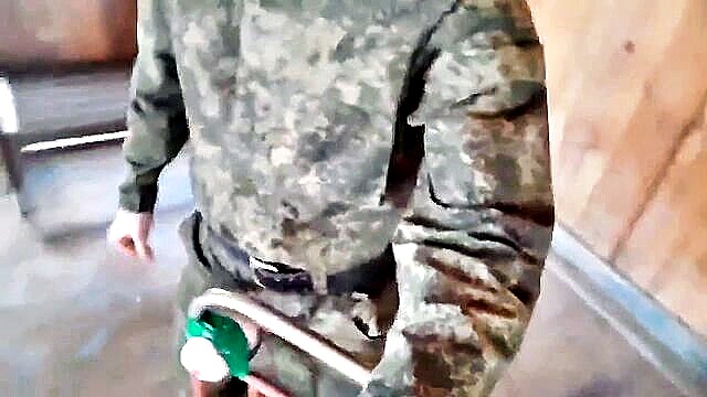 military, army, soldier - russian soldier fucks fleshlight