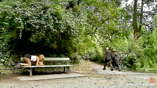 bare, beautiful, ass - public domination fuck on bench