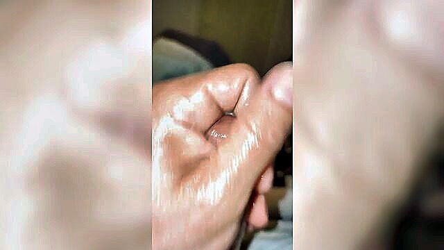 gay solo, cum shot, gay try not to cum - muddy messy masturbation fun