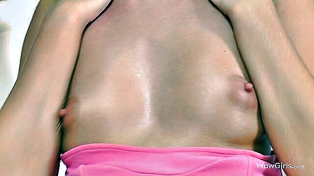 oiling up, perky breasts, teen cutie - teen oils perky tits