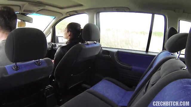 car, fucked hard, bitch - babe gets pounded in the backseat by a horny driver