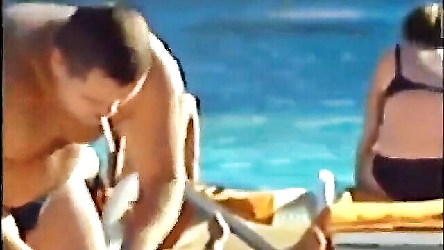 amateur, daddy, big cock - str8 bulges in pool outdoor