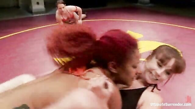 ebony, babe, domination - wrestling finger fuck babes