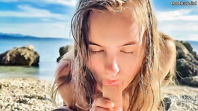on the beach, mira, mira david - beachside creampied mira david