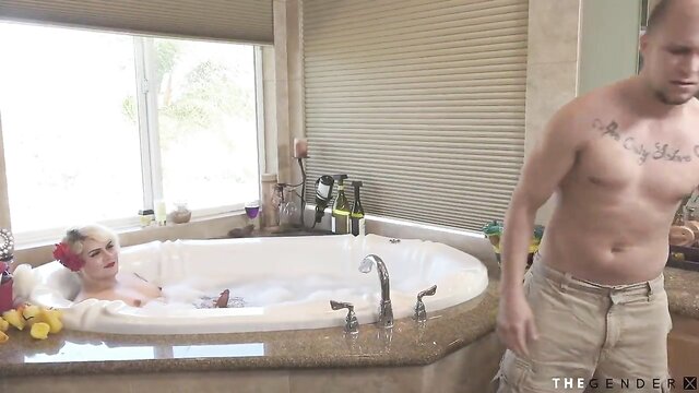 guy fucks shemale, anal, lingerie - trans stepmom fucks stepson doggy style