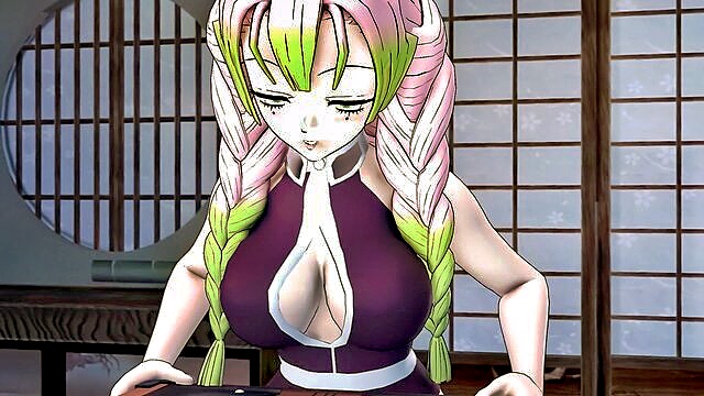 bright pupils, fringe, winking anus - mitsuri and nezuko fetish